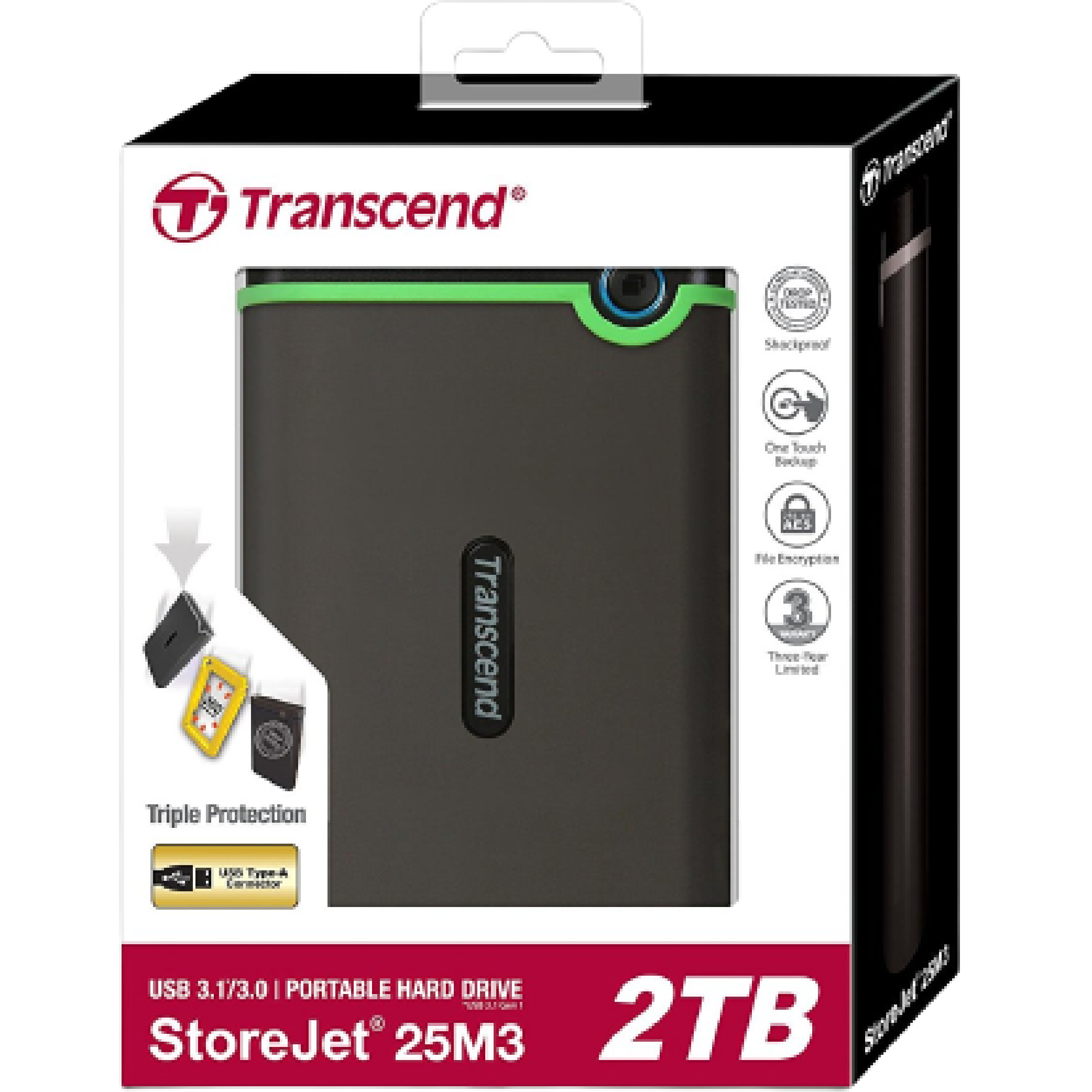 Transcend 2TB External Hard Drive USB 3.1 Gen 1 StoreJet 25M3S image 1